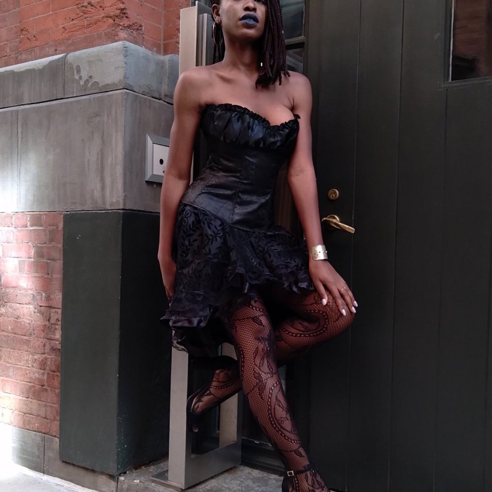 Gothic Ruffled Top Jacquard Corset